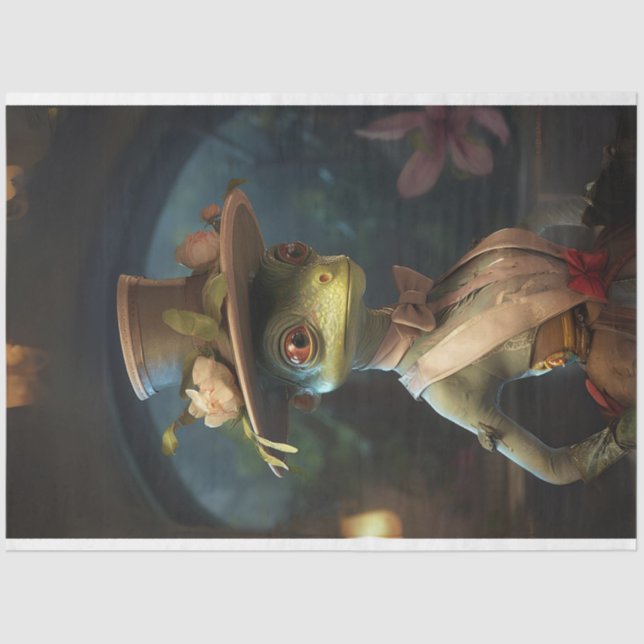 Papier Mousseline Lady Cricket habillé en vert découpage (Recto)