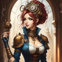 Lady Cyborg mechanics steampunk v1