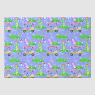 Papier Mousseline Lady Golf Thème Joyeux Anniversaire