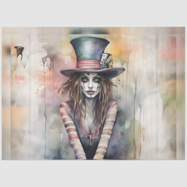 Papier Mousseline Lady Hatter Mad Hatter Alice dans le livre Wonderl (Recto)