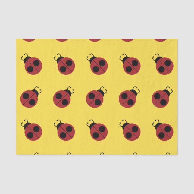 Papier Mousseline Ladybug 60s rétro cool rouge jaune (Recto)