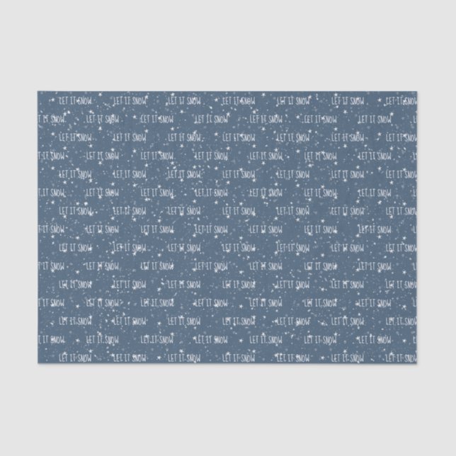 Papier Mousseline LAISSER NEIGE du texte sur la neige et les étoiles (Recto)