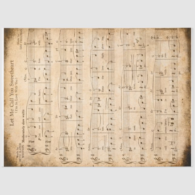 Papier Mousseline Laissez-Moi Vous Appeler Chérie Musique Découpage (Recto)