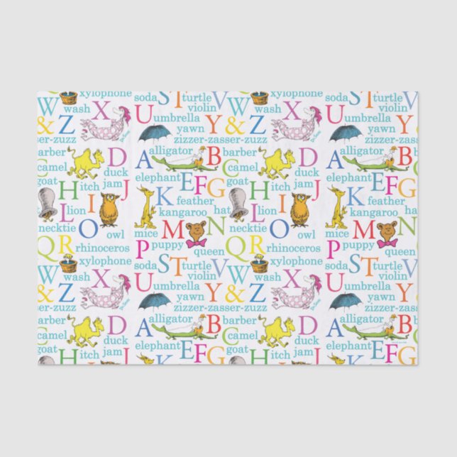 Papier Mousseline L'alphabet du Dr Seuss avec des mots (Recto)