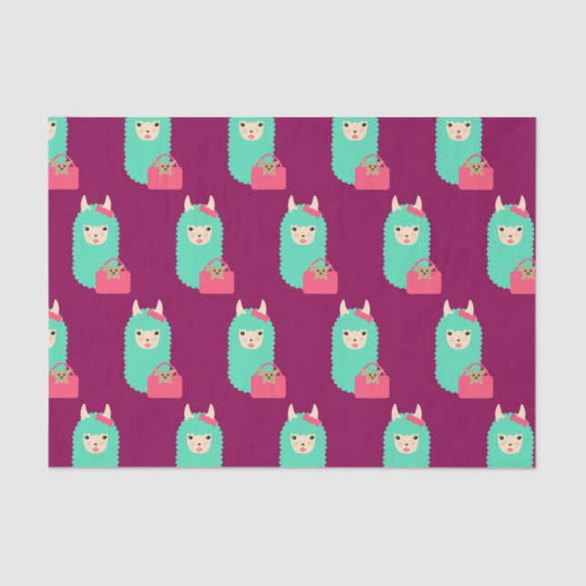 Papier Mousseline Lama Girly Emoji (Recto)
