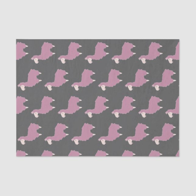 Papier Mousseline Lamas et Gris Fluffy Rose (Recto)