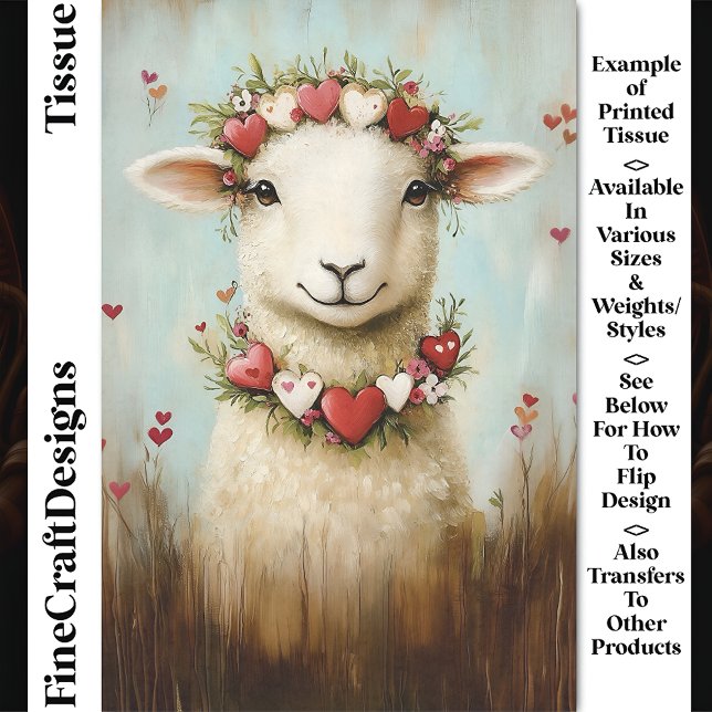 Papier Mousseline Lambe de printemps doux Couronne de coeur florale  (Créateur téléchargé)