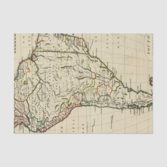 Papier Mousseline L'Amérique du Sud avec des frontières décrites (Recto)