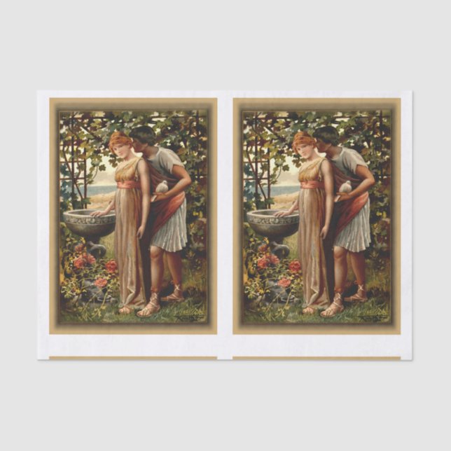 Papier Mousseline L'amour mythologique grec - Scrapbook Craft découp (Recto)