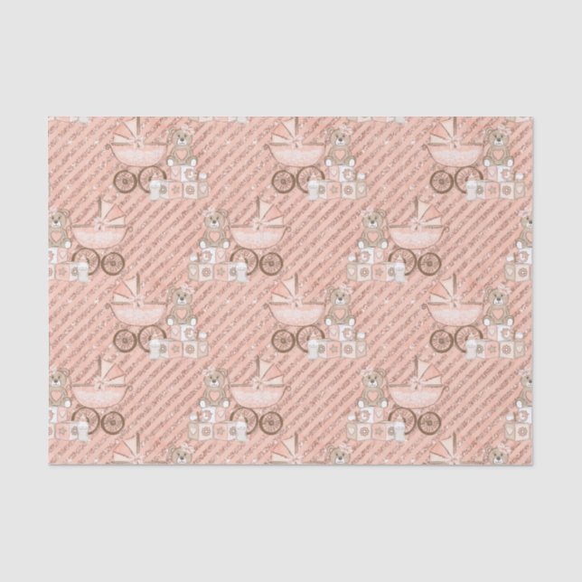 Papier Mousseline Landaux pour bébé roses (Recto)