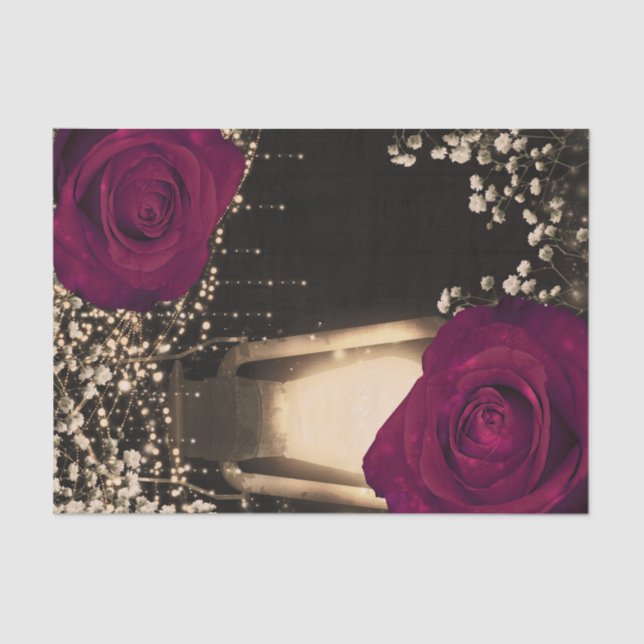 Papier Mousseline Lanterne de lueur rustique Magenta Berry Rose Mari (Recto)