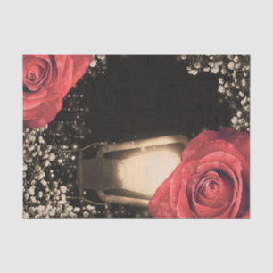 Papier Mousseline Lanterne Rustique Glow Roses Rouges Vintage Bois d