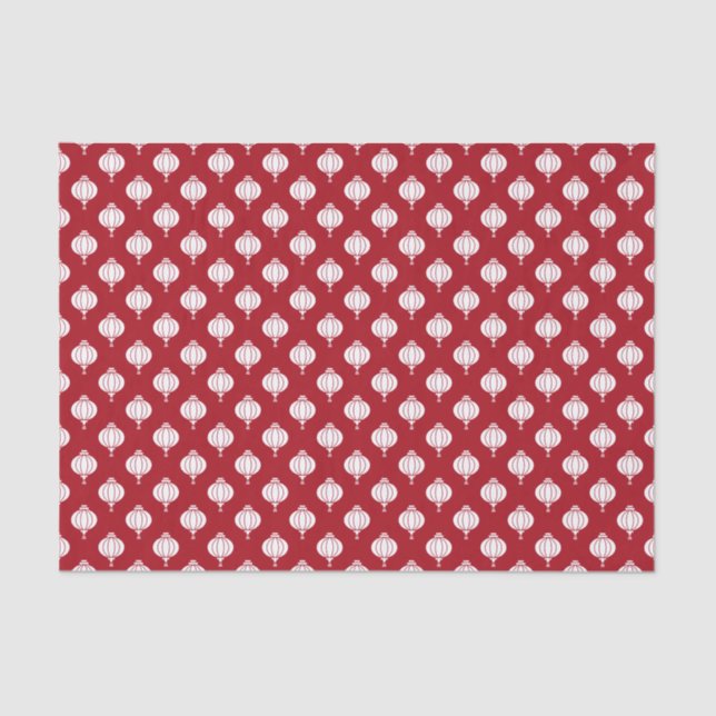 Papier Mousseline lanternes de papier blanc rouge motif oriental (Recto)