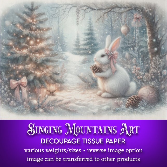 Papier Mousseline Lapin blanc cosy Noël découpage de la forêt  (Créateur téléchargé)
