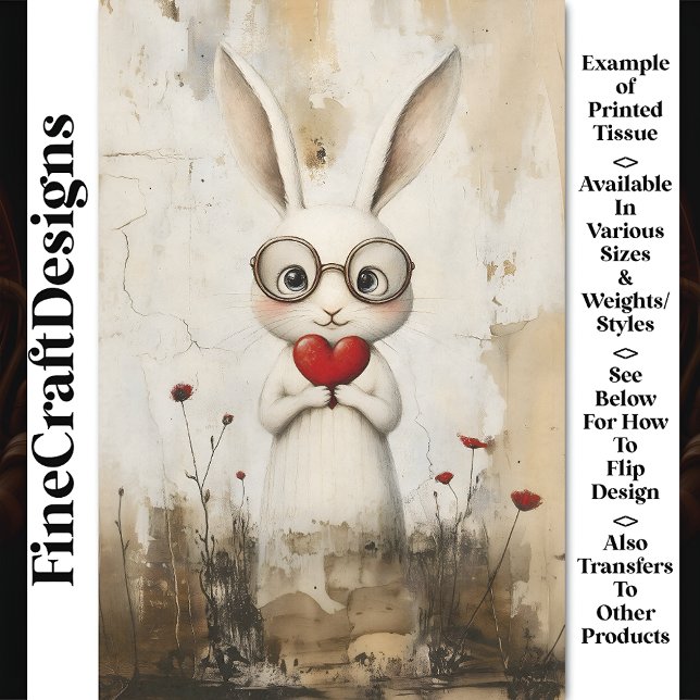 Papier Mousseline Lapin blanc, lunettes et un coeur rouge BY2 Découp (Créateur téléchargé)