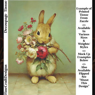 Papier Mousseline Lapin Cottagecore et Fleurs de Jardin FB7R Découpa
