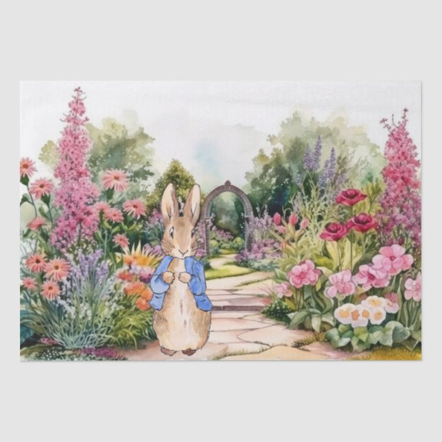 Papier Mousseline Lapin dans son jardin (Recto)