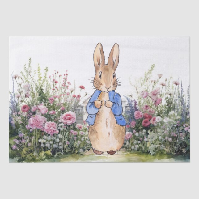 Papier Mousseline Lapin dans son jardin n°2 (Recto)