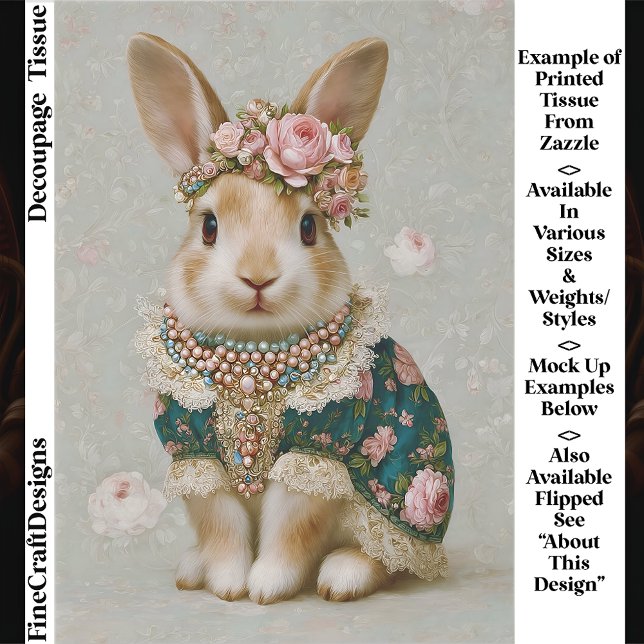 Papier Mousseline Lapin de conte de fées en robe florale EV8L découp (Créateur téléchargé)