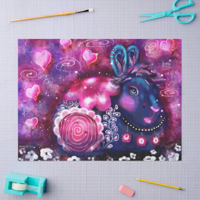 Papier Mousseline Lapin de flamme lapin Whimsical Floral Decoupage (Artisanat)