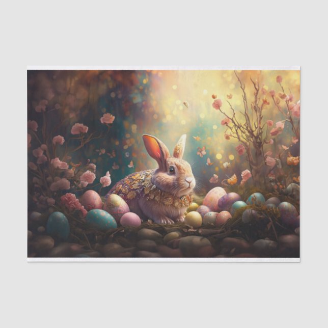 Papier Mousseline Lapin de Pâques avec oeufs de Pâques (Recto)