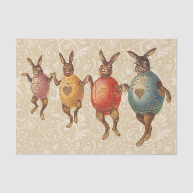Papier Mousseline Lapin de Pâques Œufs Dansants (Recto)