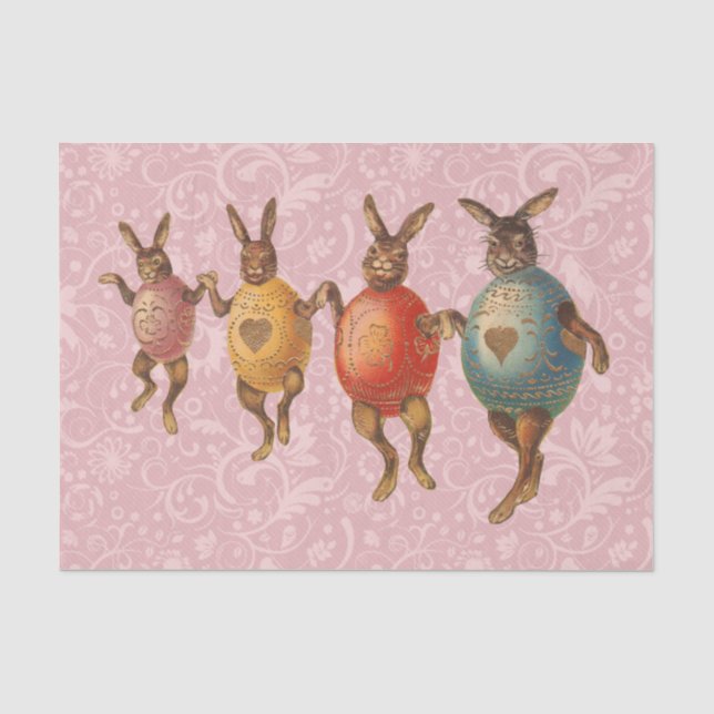 Papier Mousseline Lapin de Pâques Œufs Dansants (Recto)