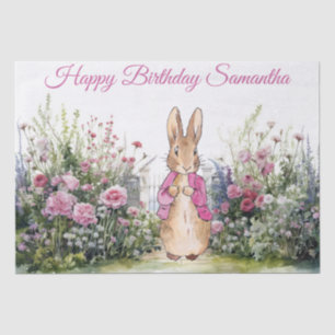 Papier Mousseline Lapin de Pâques personnalisé en veste rose
