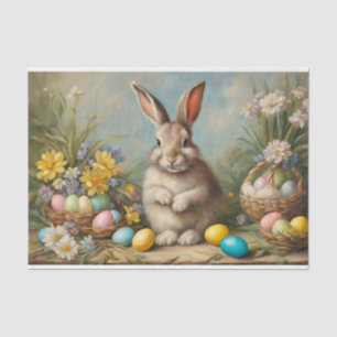 Papier Mousseline Lapin de Pâques vintage avec Paniers de Pâques, Fl