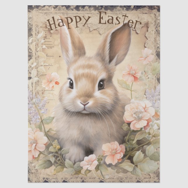 Papier Mousseline Lapin de printemps de Pâques (Recto)