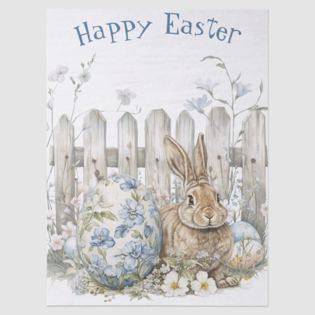 Papier Mousseline Lapin de printemps de Pâques (Recto)