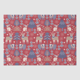 Papier Mousseline Lapin de rennes roux scandinave