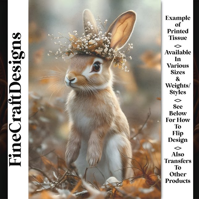 Papier Mousseline Lapin En Bois, Fleurs, Berries CF8 Découpage (Créateur téléchargé)