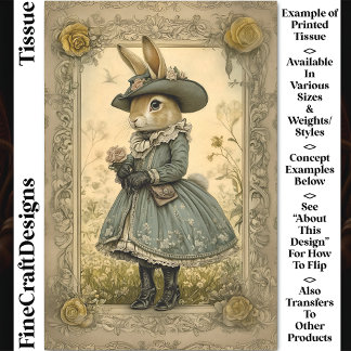 Papier Mousseline Lapin fantaisiste vintage Doe, découpage de fleurs