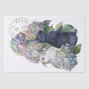 Papier Mousseline Lapin Lapin Hydrangea Fleur French Postmark