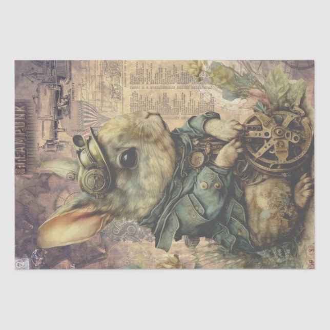 Papier Mousseline Lapin Lapin Steampunk (Recto)