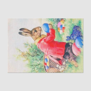 Papier Mousseline Lapin mignon vintage et oeufs colorés de Pâques