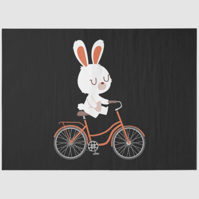 Papier Mousseline Lapin Mignonne Sur Le Vélo Lapin À Vélo À Vélo À V (Recto)
