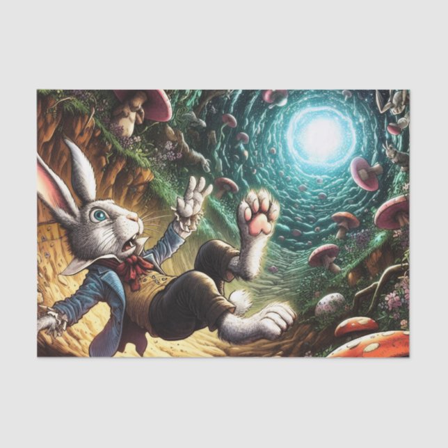 Papier Mousseline Lapin Panique Tombant Dans Le Trou Du Lapin (Recto)