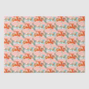 Papier Mousseline Lapin Rose Blush Lapin Colorful Motif folk