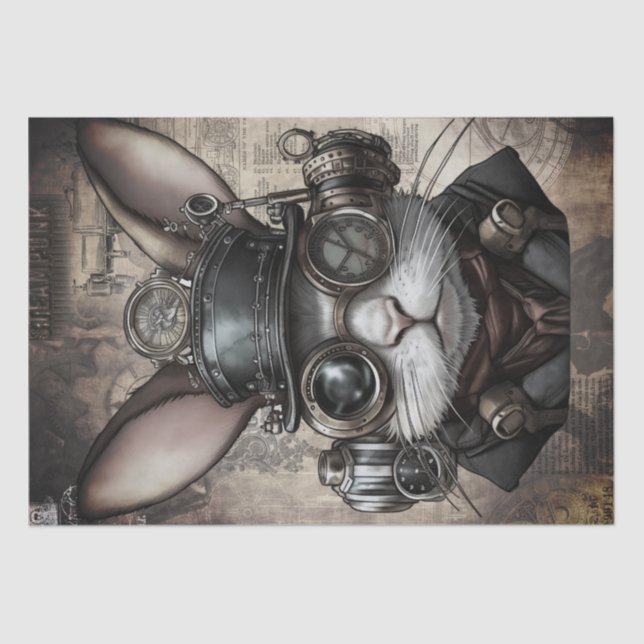 Papier Mousseline Lapin Steampunk (Recto)