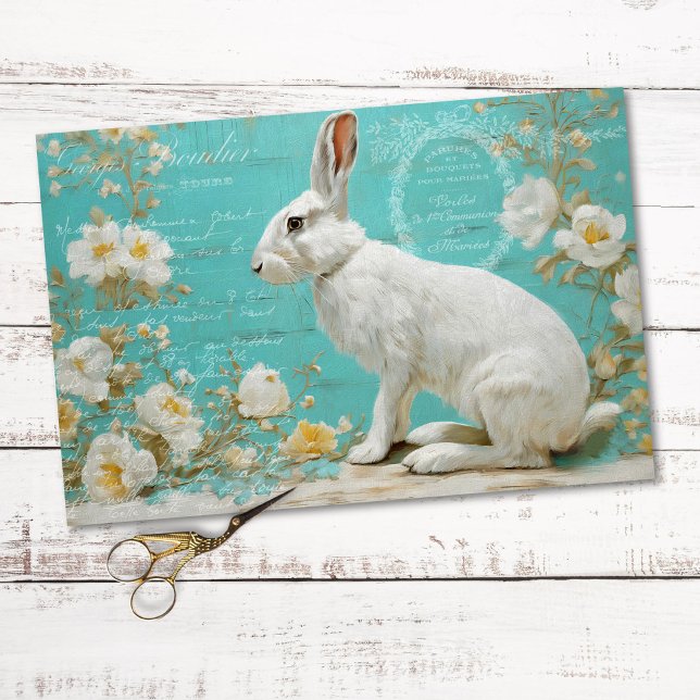Papier Mousseline Lapin vintage découpage floral rustique  (Créateur téléchargé)