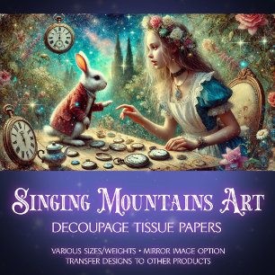 Papier Mousseline Lapin Whimsical Alice Horloges Wonderland Découpag