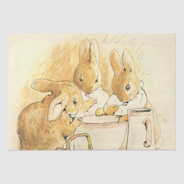 Papier Mousseline Lapins et Pudding au lait par Beatrix Potter (Recto)