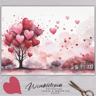 Papier Mousseline L'arbre à bulles de coeur Embrace de l'amour rose