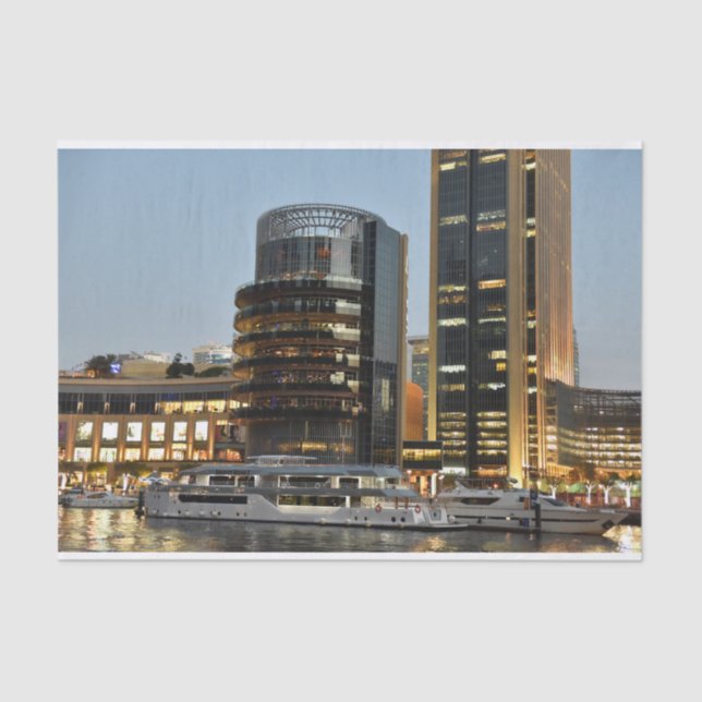 Papier Mousseline L'architecture de Dubaï la nuit (Recto)