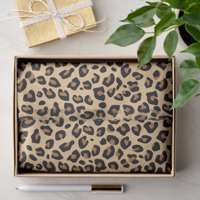 Papier Mousseline Large Classic Tan and Black Leopard Fur Spots (Cadeau)