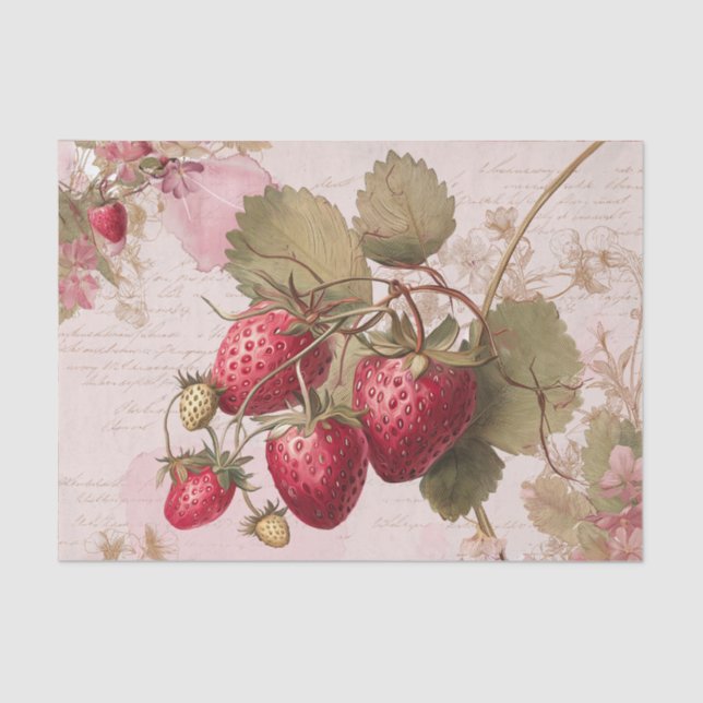 Papier Mousseline Large Watercolor Strawberries (Recto)
