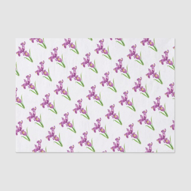 Papier Mousseline L'art botanique floral violet d'Iris (Recto)