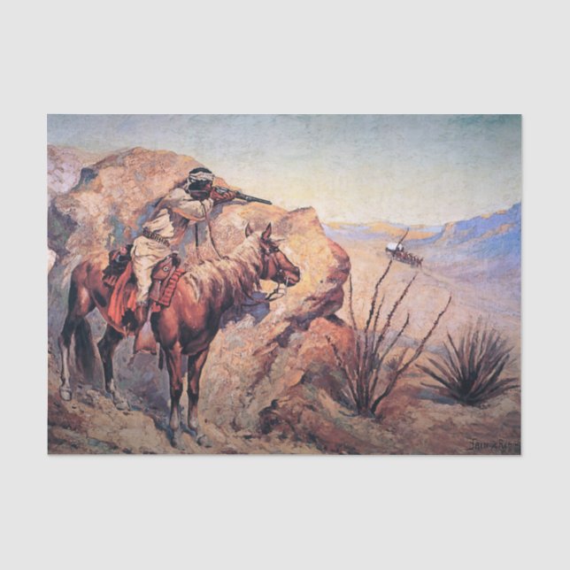 Papier Mousseline L'art occidental de Frederic Remington “Embuscade  (Recto)